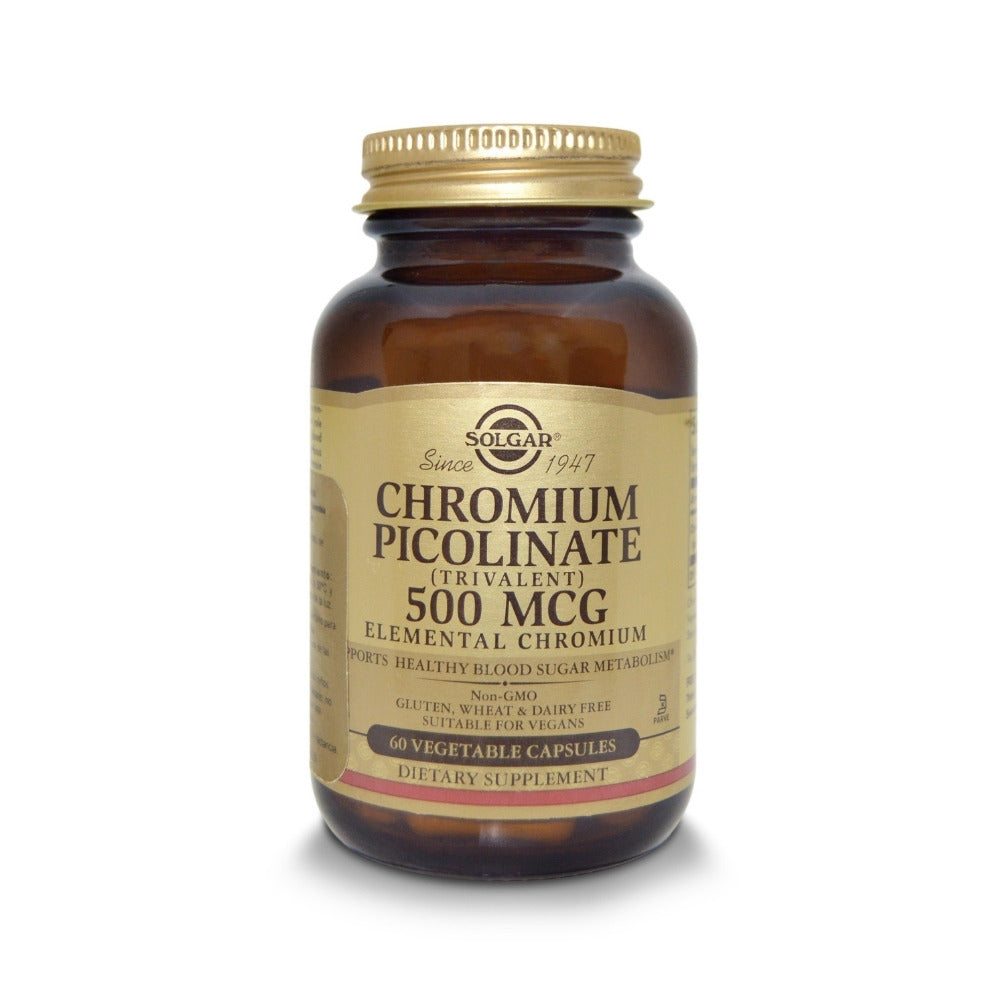 CHROMIUM PICOLINATE SOLGAR CAPSULAS VEGETALES 500 MCG FRASCO X 60 UNDS