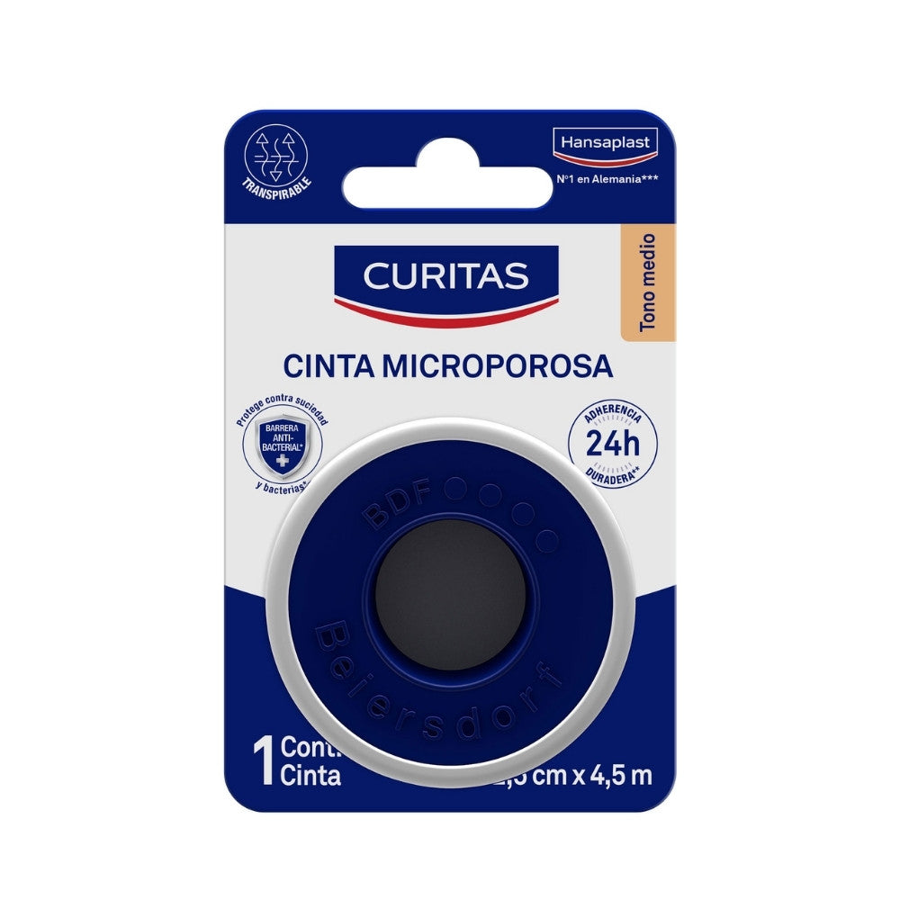 CINTA MICROPORO BEIGE 4,5 M X 2,5 CM CAJA X 1 UND