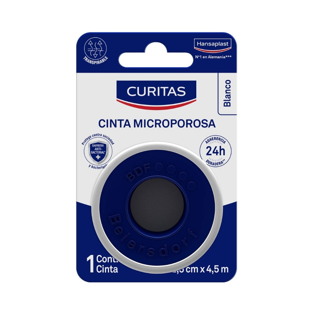 CINTA MICROPORO BLANCO4,5 M X 2,5 CM CAJA X 1 UND