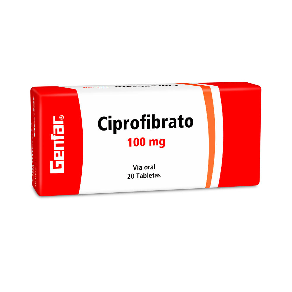 CIPROFIBRATO GENFAR (RG) TABLETAS 100 MG CAJA X 20 UNDS
