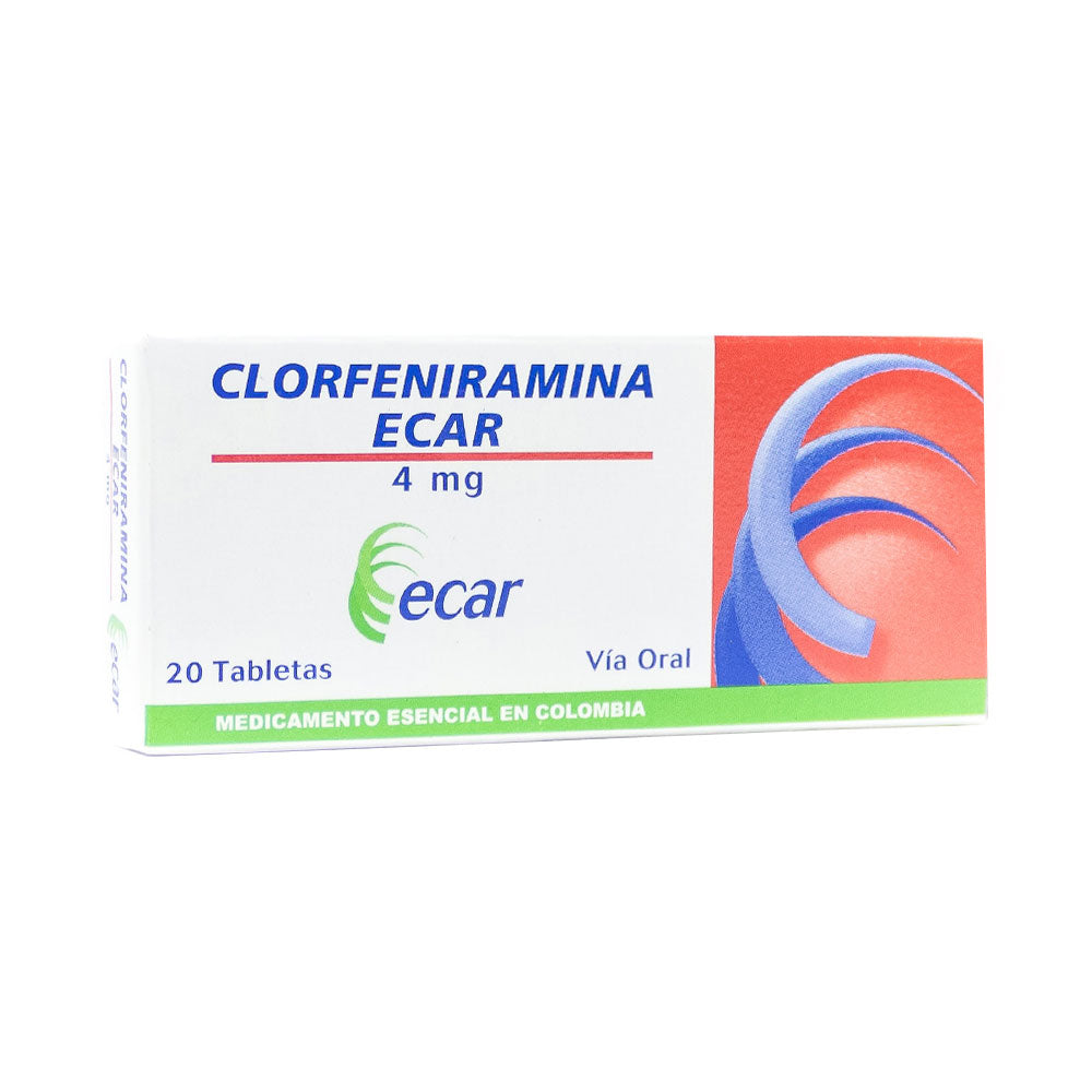 CLORFENIRAMINA ECAR TABLETAS 4 MG CAJA X 20 UNDS