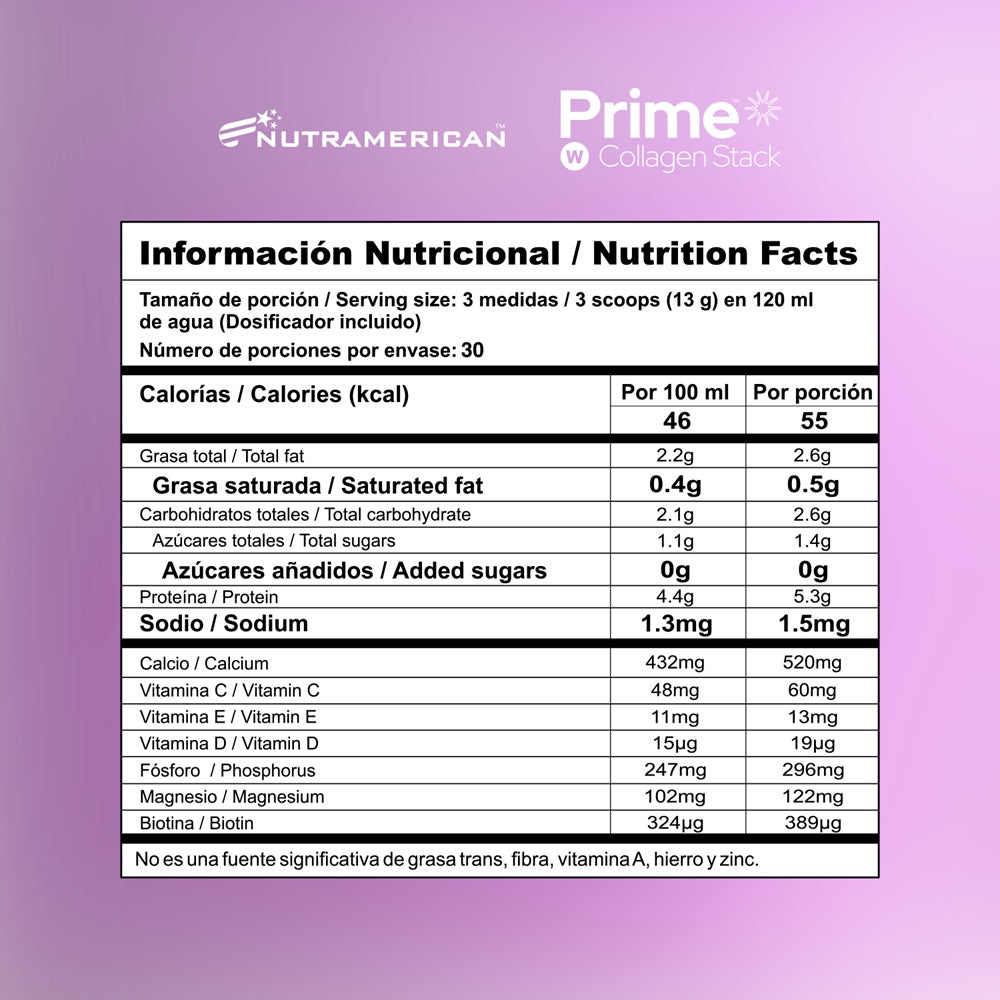 COLAGENO NUTRAMERICAN PRIME STACK VAINILLA POTE 390 G