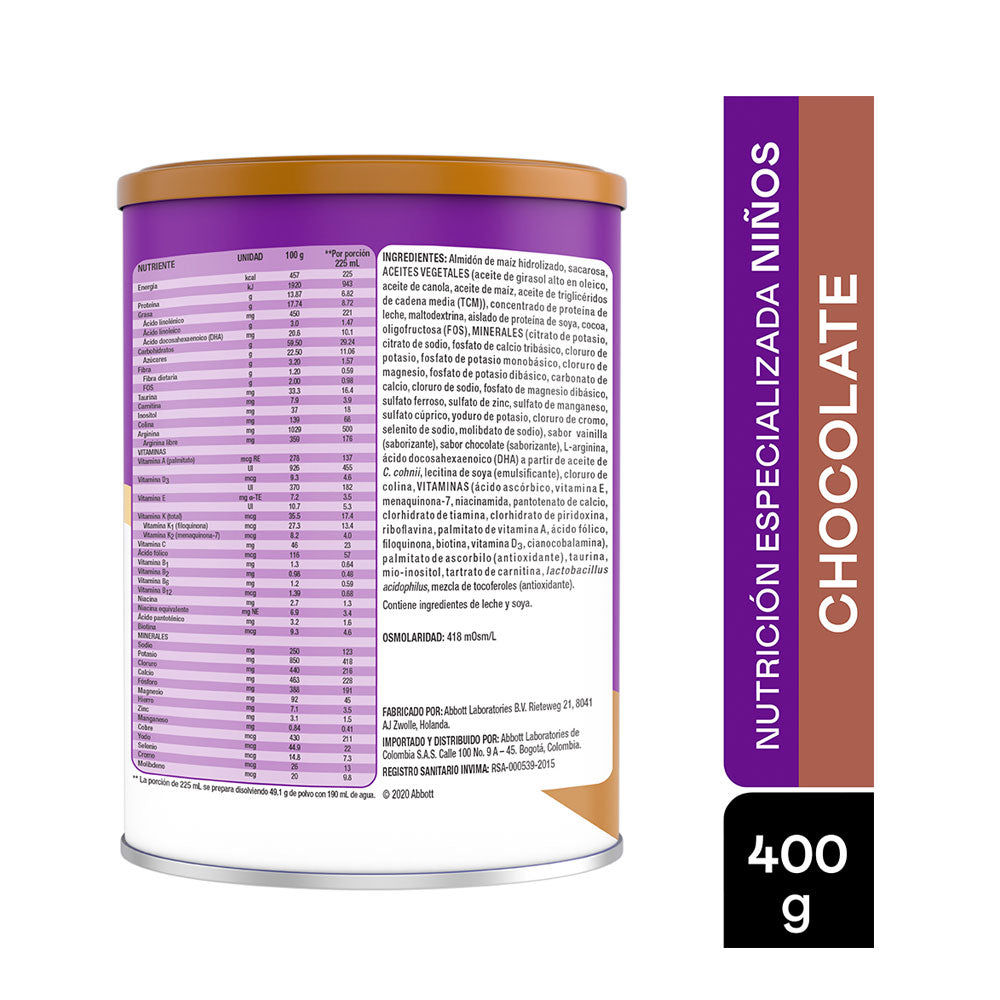 COMPLEMENTO PEDIASURE POLVO CHOCOLATE LATA 400 G
