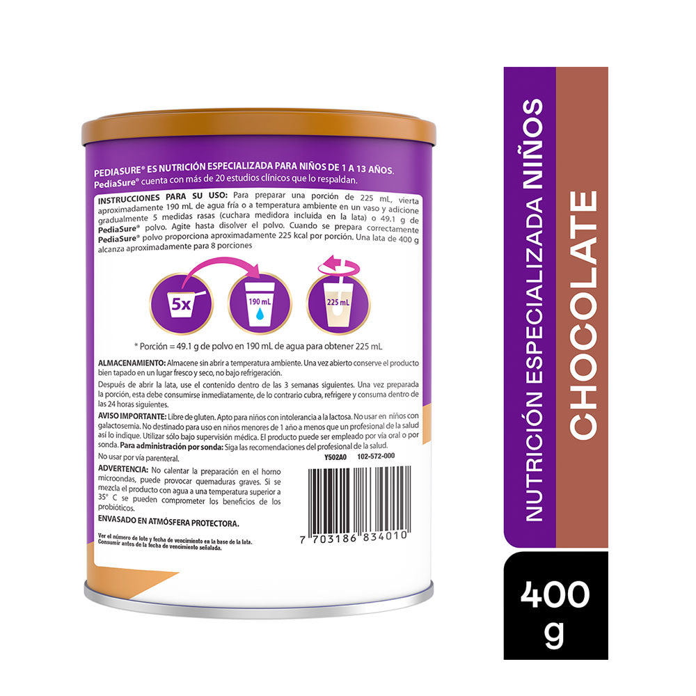 COMPLEMENTO PEDIASURE POLVO CHOCOLATE LATA 400 G
