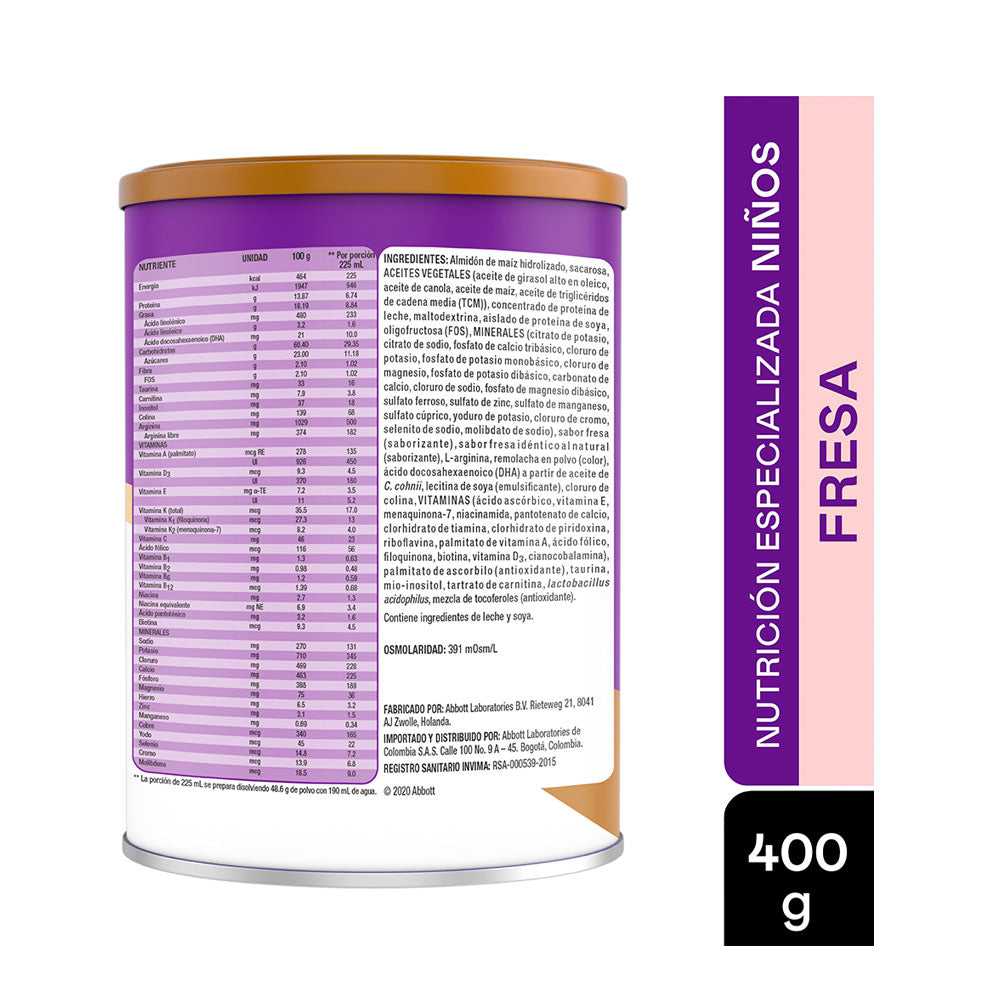 COMPLEMENTO PEDIASURE POLVO FRESA LATA 400 G