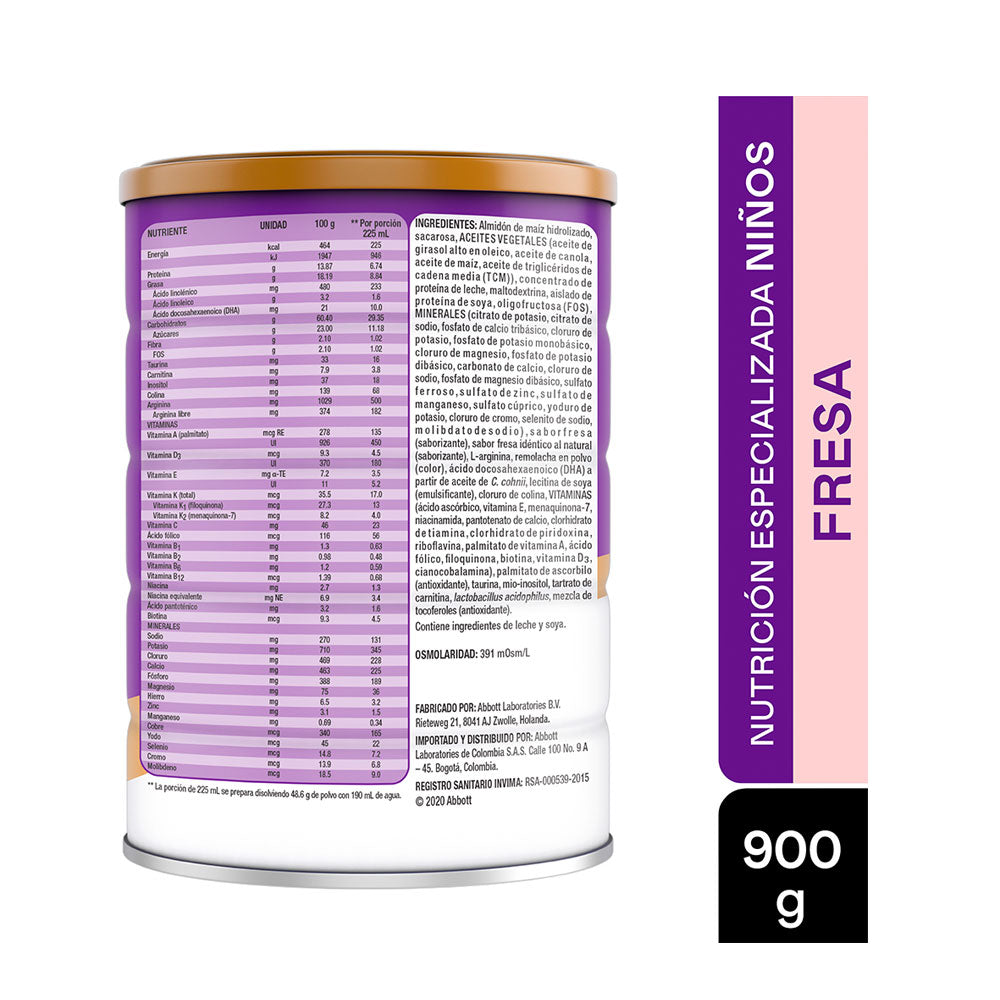 COMPLEMENTO PEDIASURE POLVO FRESA LATA 850 G