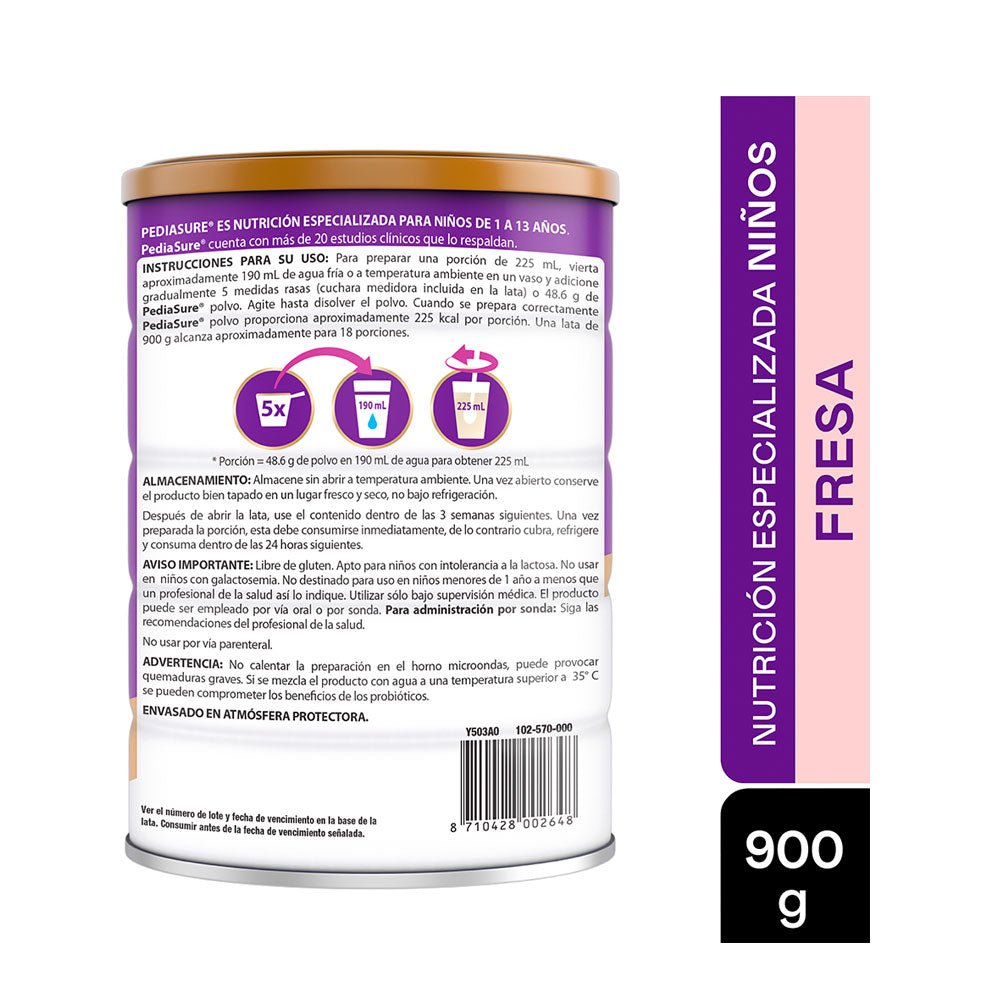 COMPLEMENTO PEDIASURE POLVO FRESA LATA 850 G