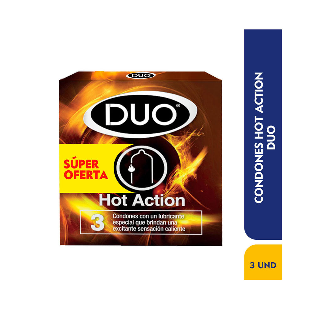CONDON DUO HOT ACTION PE PRESERVATIVOS CAJA X 3 UNDS