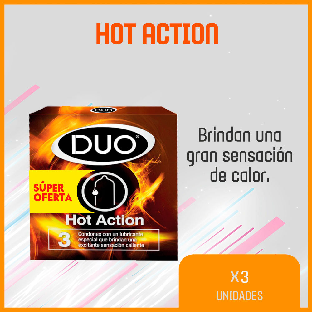 CONDON DUO HOT ACTION PE PRESERVATIVOS CAJA X 3 UNDS