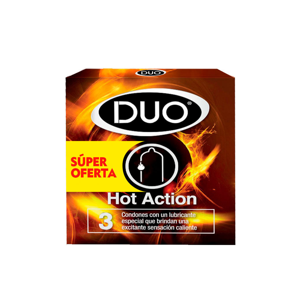 CONDON DUO HOT ACTION PE PRESERVATIVOS CAJA X 3 UNDS