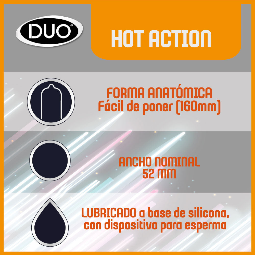 CONDON DUO HOT ACTION PE PRESERVATIVOS CAJA X 3 UNDS