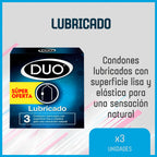 CONDON DUO LUBRICADO AZUL PRESERVATIVOS X 3 UNDS
