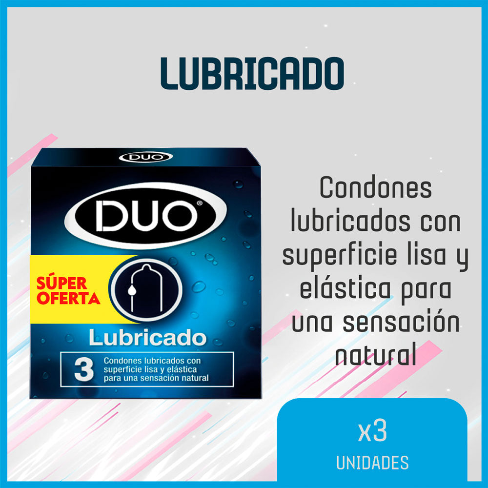 CONDON DUO LUBRICADO AZUL PRESERVATIVOS X 3 UNDS