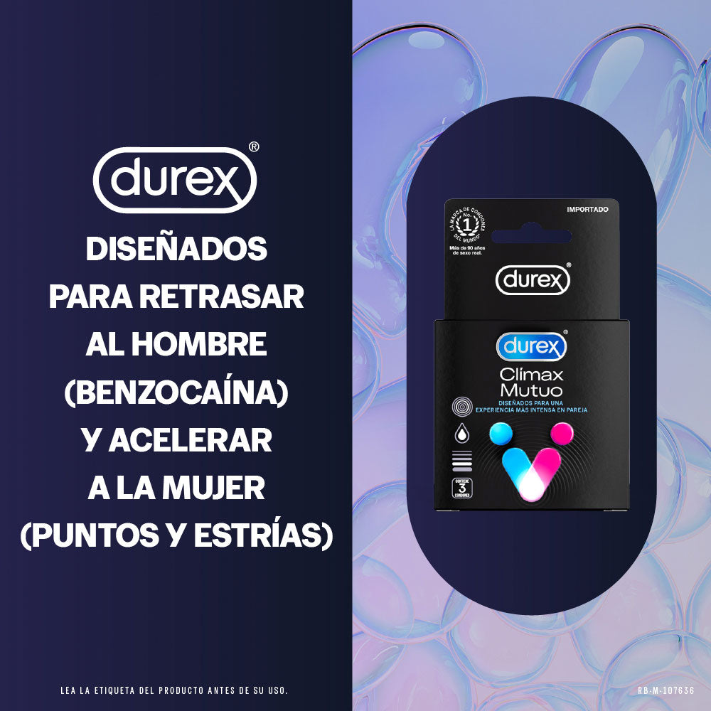 CONDON DUREX CLIMAX MUTUO+++ PRESERVATIVOS X 3 UNDS