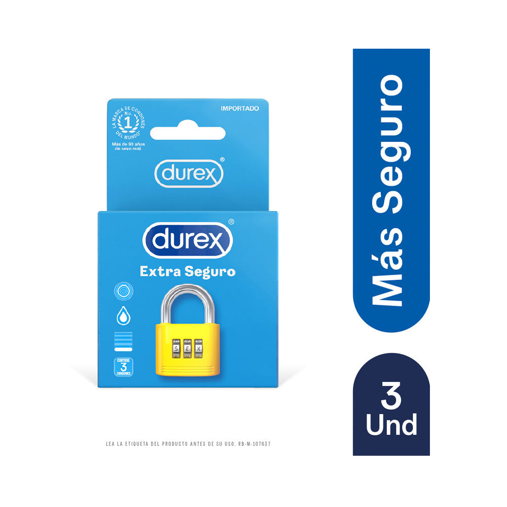 CONDON DUREX EXTRA SEGURO PRESERVATIVOS X 3 UNDS