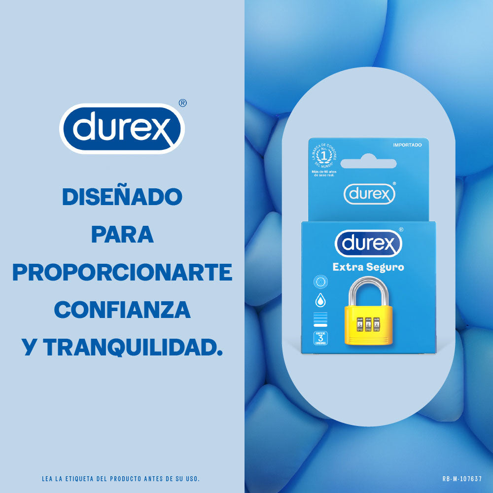 CONDON DUREX EXTRA SEGURO PRESERVATIVOS X 3 UNDS