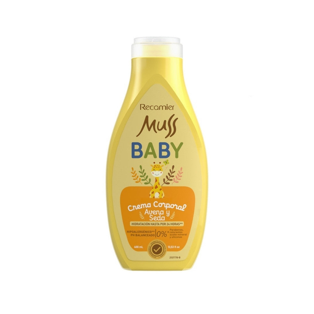 CREMA CORPORAL MUSS BABY AVENA Y SEDA FRASCO 400 ML