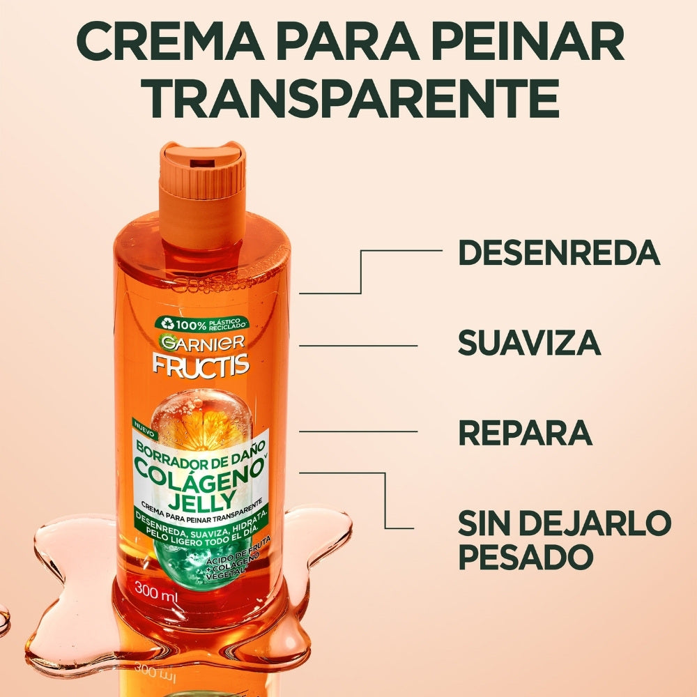 CREMA DE PEINAR FRUCTIS BORRADOR DE DAÑO CONTROL GRASA FRASCO 300 ML
