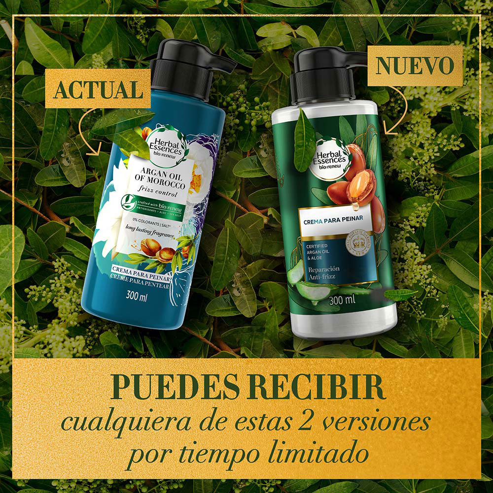 CREMA DE PEINAR HERBAL ESSENCES ACEITE DE ARGÁN & ALOE FRASCO 300 ML