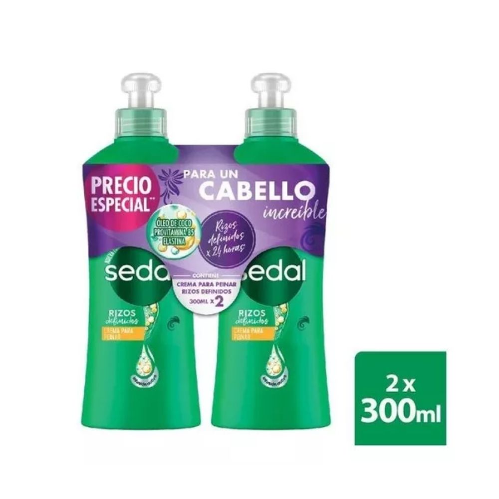 CREMA DE PEINAR SEDAL RIZOS FRASCO 2 X 300ML