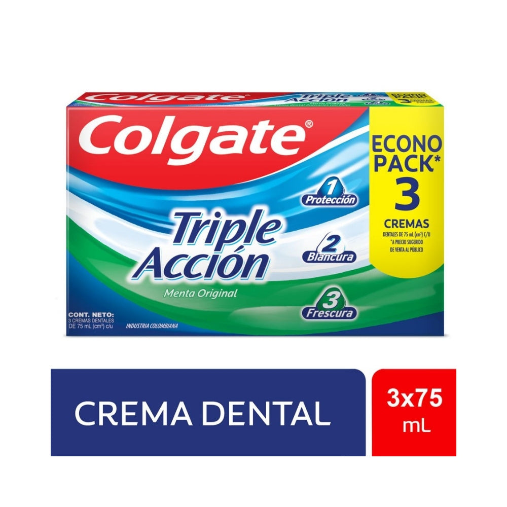 CREMA DENTAL COLGATE TRIPLE ACCION CAJA 3 X 75ML