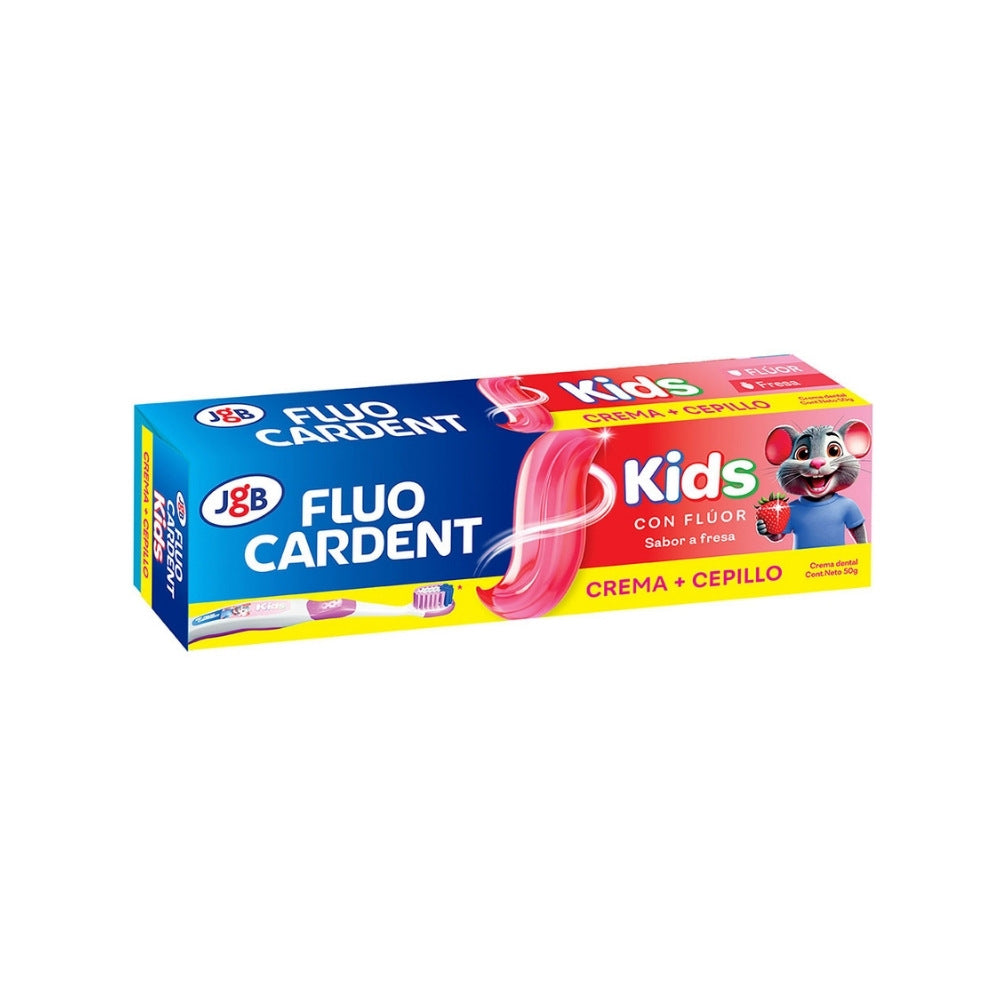 CREMA DENTAL FLUOCARDENT KIDS CON FLUOR TUBO 50 G + CEPILLO