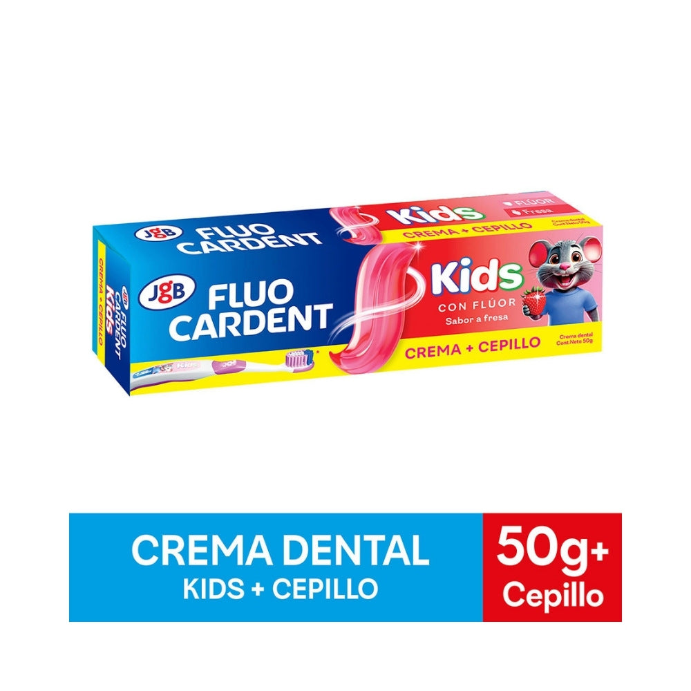 CREMA DENTAL FLUOCARDENT KIDS CON FLUOR TUBO 50 G + CEPILLO