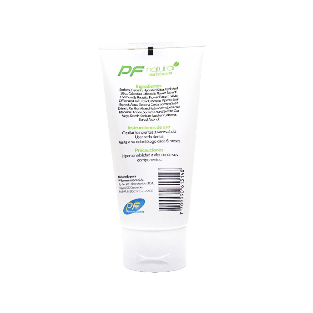 CREMA DENTAL PF NATURAL HIERBABUENA TUBO PLASTICO 75 G