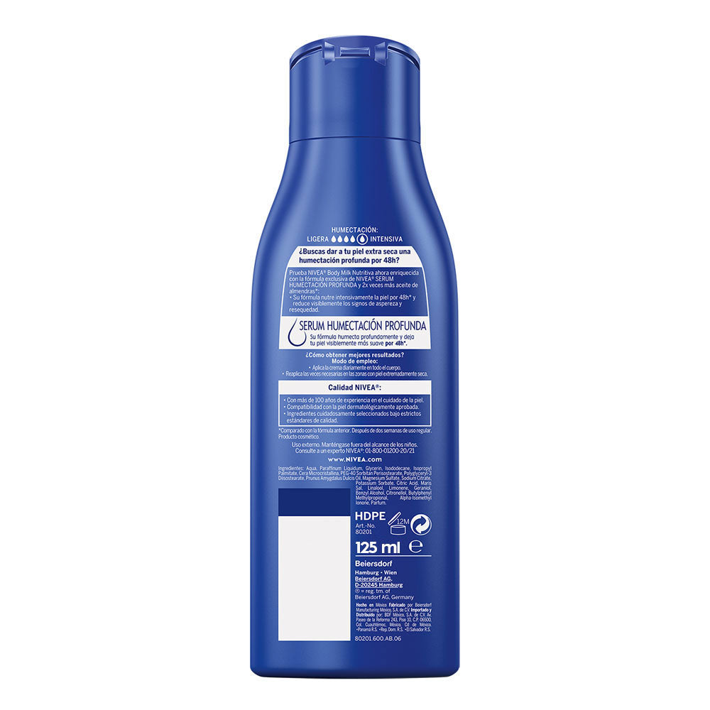 CREMA NIVEA BODY MILK NUTRITIVA FRASCO 125 ML