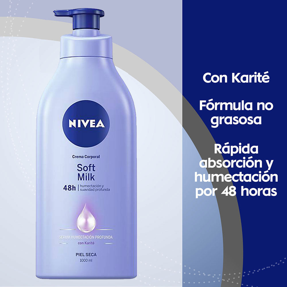 CREMA NIVEA BODY SOFT MILK PIEL SECA FRASCO 1 LITRO