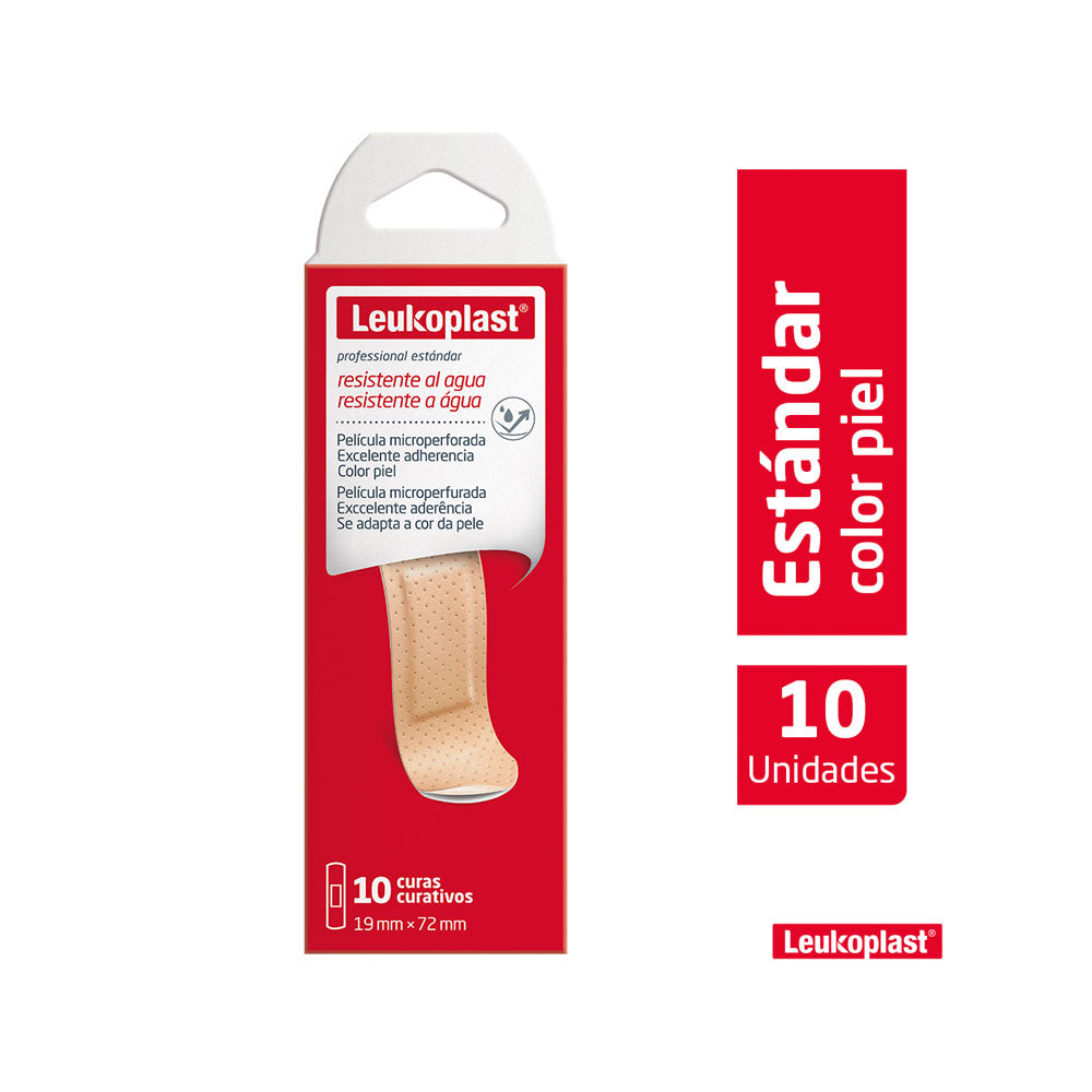 CURAS LEUKOPLAST ESTANDAR COLOR PIEL CAJA X 10 UNDS