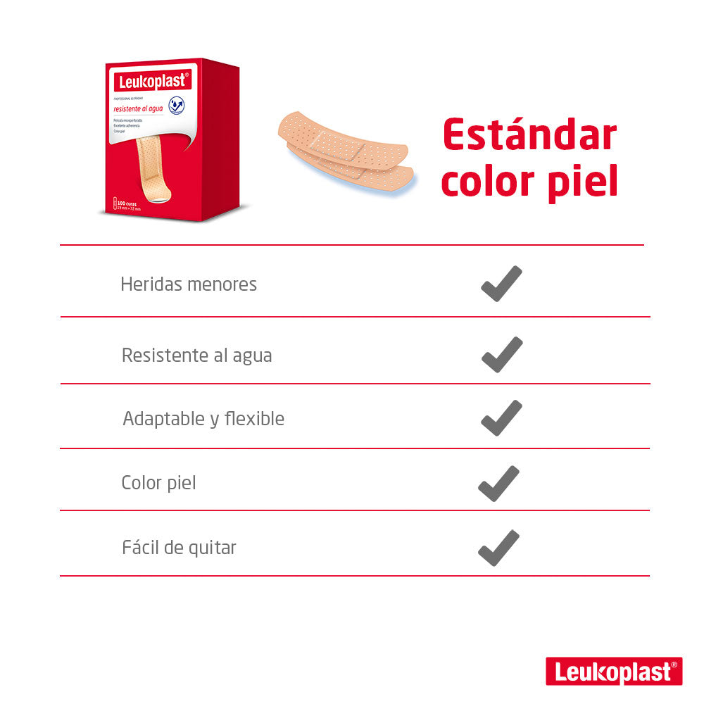 CURAS LEUKOPLAST ESTANDAR PIEL CAJA X 100 UNDS