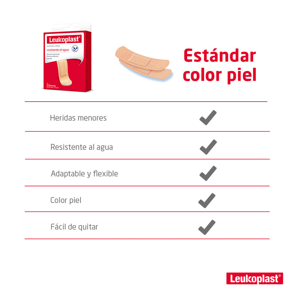 CURAS LEUKOPLAST ESTANDAR PIEL CAJA X 20 UNDS