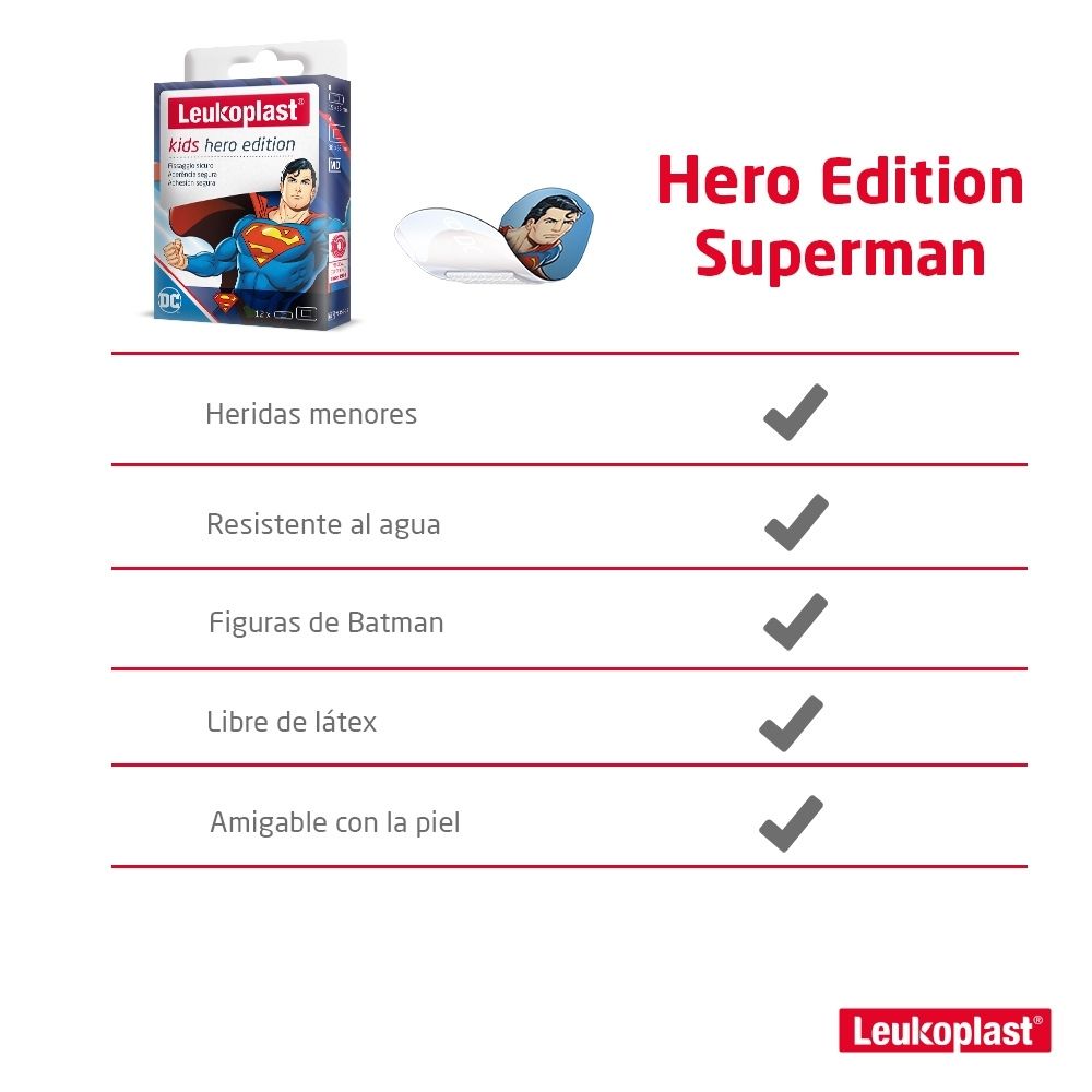 CURAS LEUKOPLAST SUPERMAN CAJA X 12 UNDS