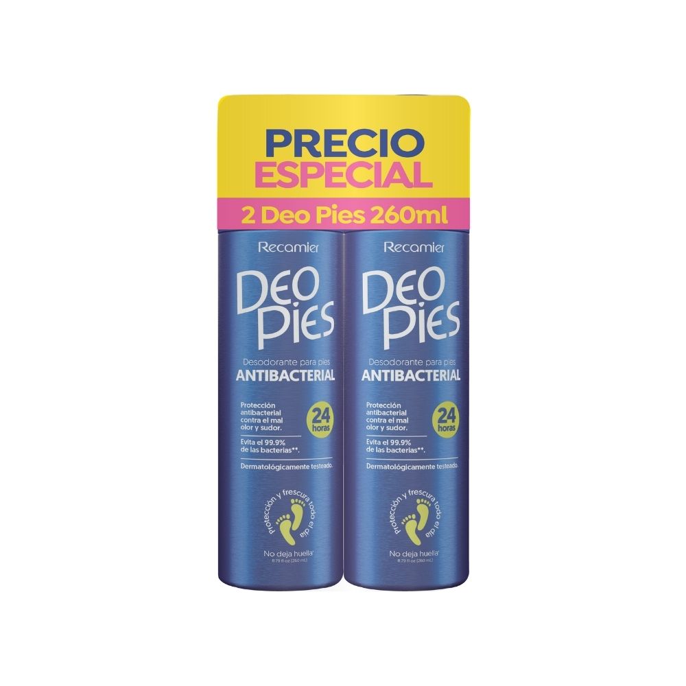 DEO PIES ANTIBACTERIAL PE DUO AZUL AEROSOL 2 X 260 ML