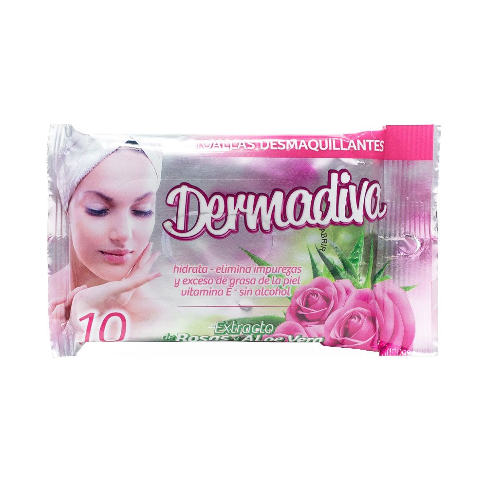 DERMAVIVA ALOE TOALLITAS DESMAQUILLADORAS BOLSA X 10 UNDS