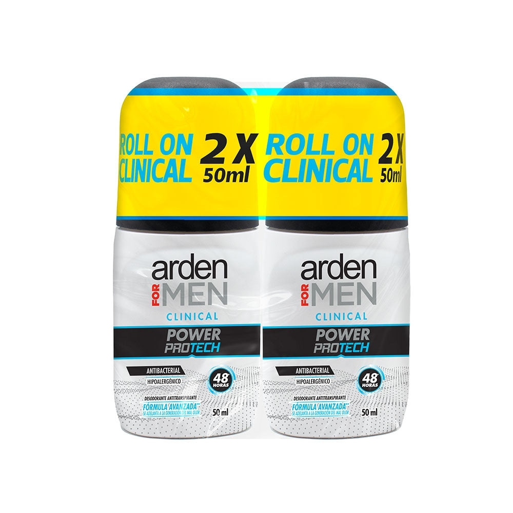 DESODORANTE ARDEN FOR MEN CLINICAL ROLL ON 2 X 50 ML