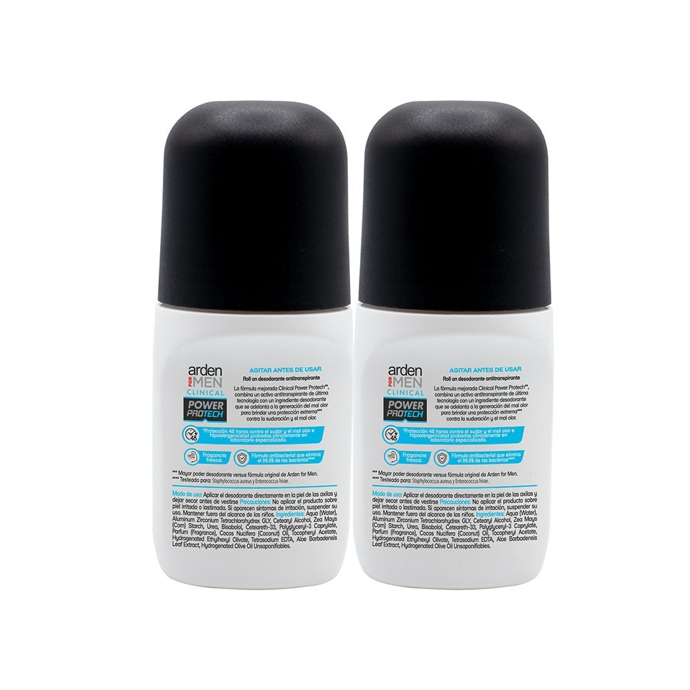 DESODORANTE ARDEN FOR MEN CLINICAL ROLL ON 2 X 50 ML