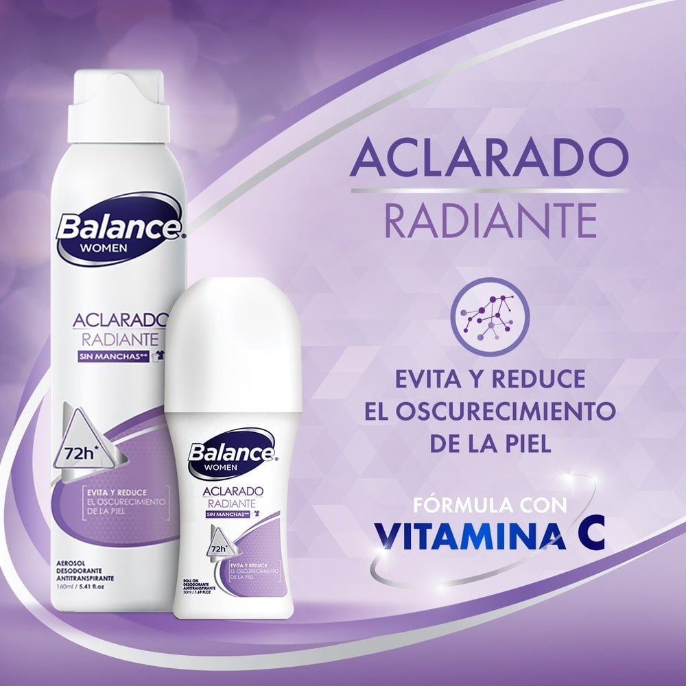DESODORANTE BALANCE ACLARADO RADIANTE MUJER ROLL ON 50 ML
