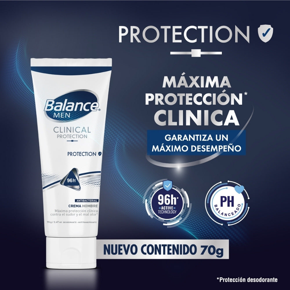 DESODORANTE BALANCE CLINICAL PROTECTION HOMBRE TUBO 70 G