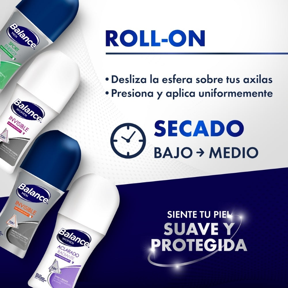 DESODORANTE BALANCE INVISIBLE HOMBRE ROLL ON 50 ML