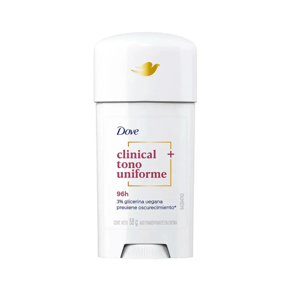 DESODORANTE CREMA DOVE CLINICAL TONO PERFECTO BARRA 58 G