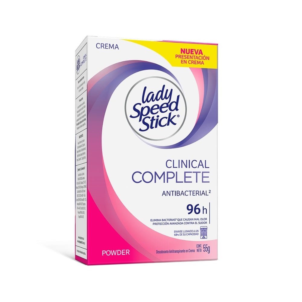 DESODORANTE CREMA LADY SPEED STICK CLINICAL ANTIBACTERIAL CAJA 55 G