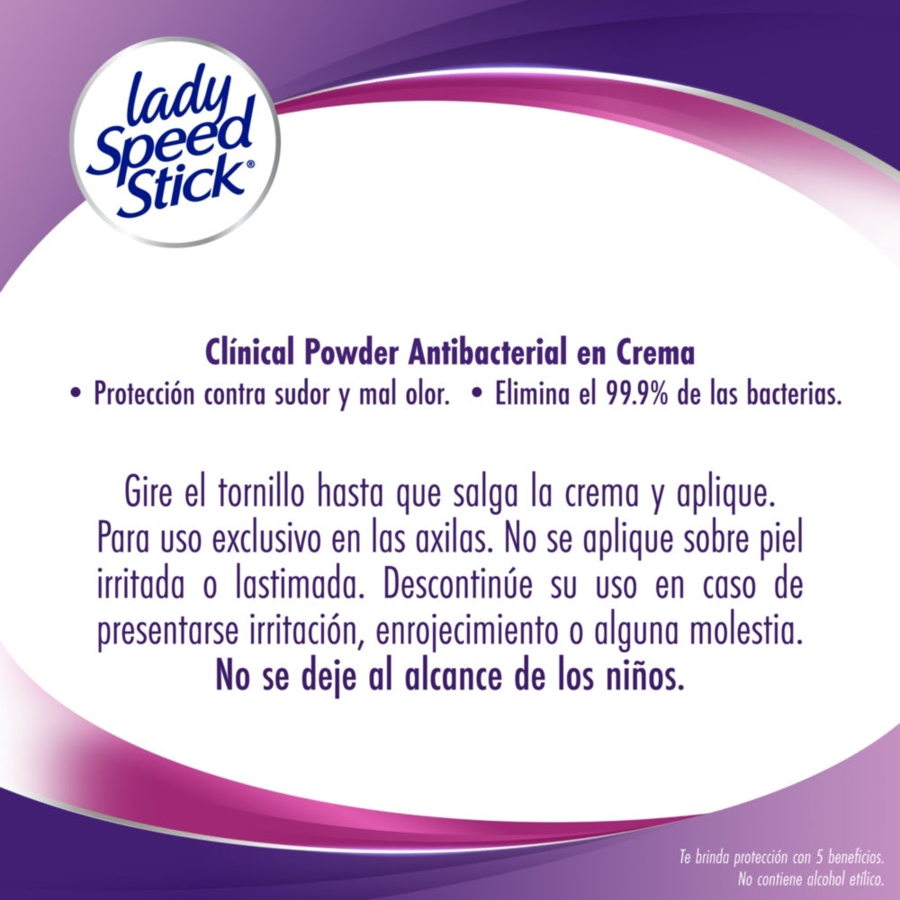 DESODORANTE CREMA LADY SPEED STICK CLINICAL POWDER 47 G