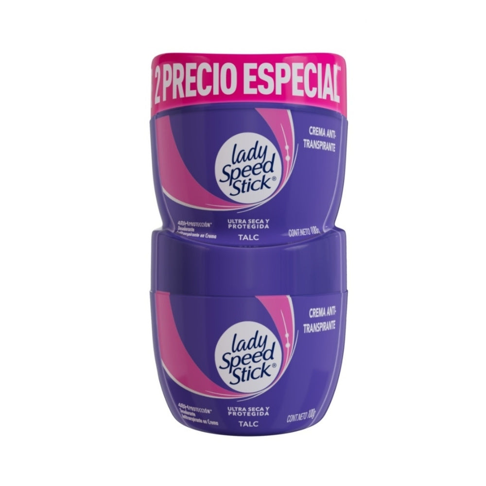 DESODORANTE CREMA LADY SPEED STICK TALC POTE 2X100G