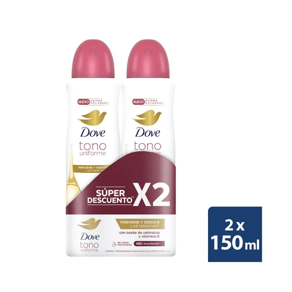 DESODORANTE DOVE DERMOACLARANT P.E. SPRAY 2 X 100ML