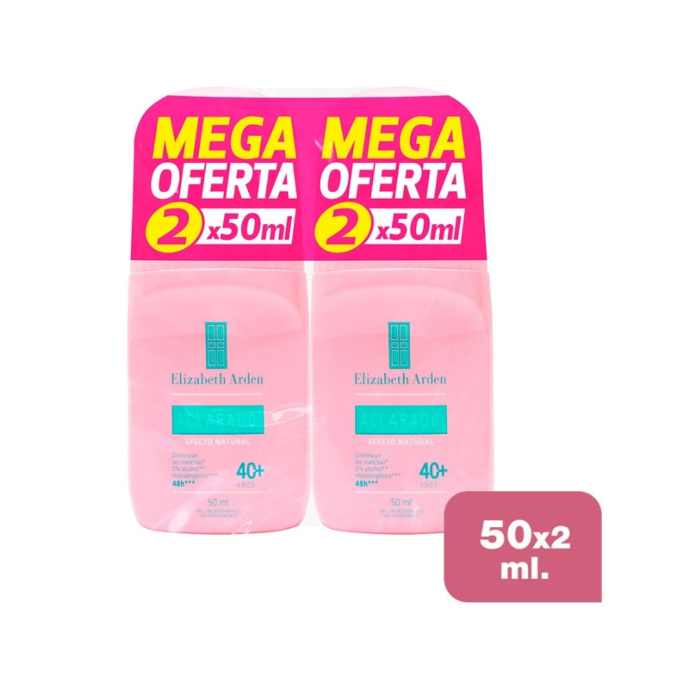 DESODORANTE ELIZABETH ACLARADOR ROLL PROM FRASCO 2 X 50 ML