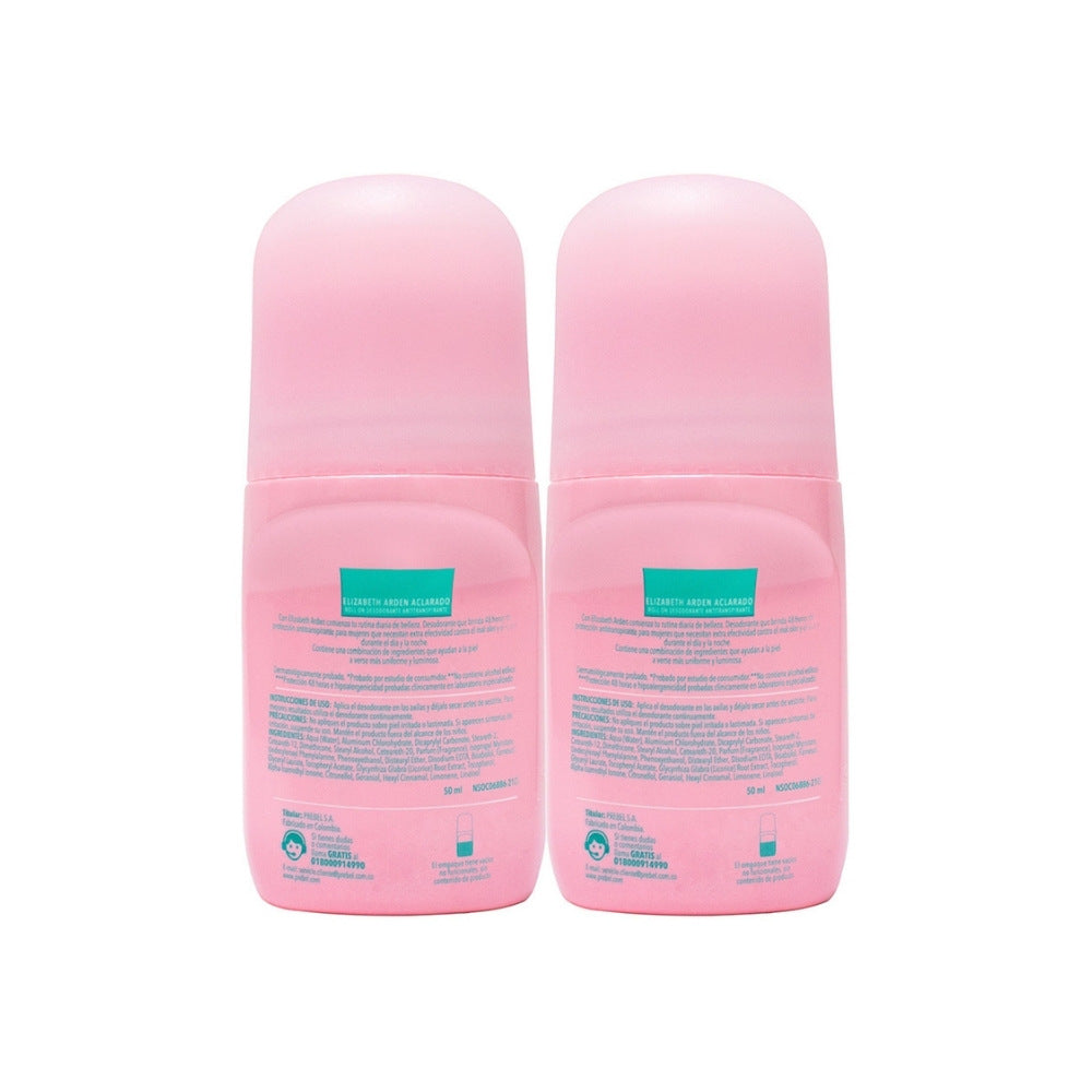DESODORANTE ELIZABETH ACLARADOR ROLL PROM FRASCO 2 X 50 ML
