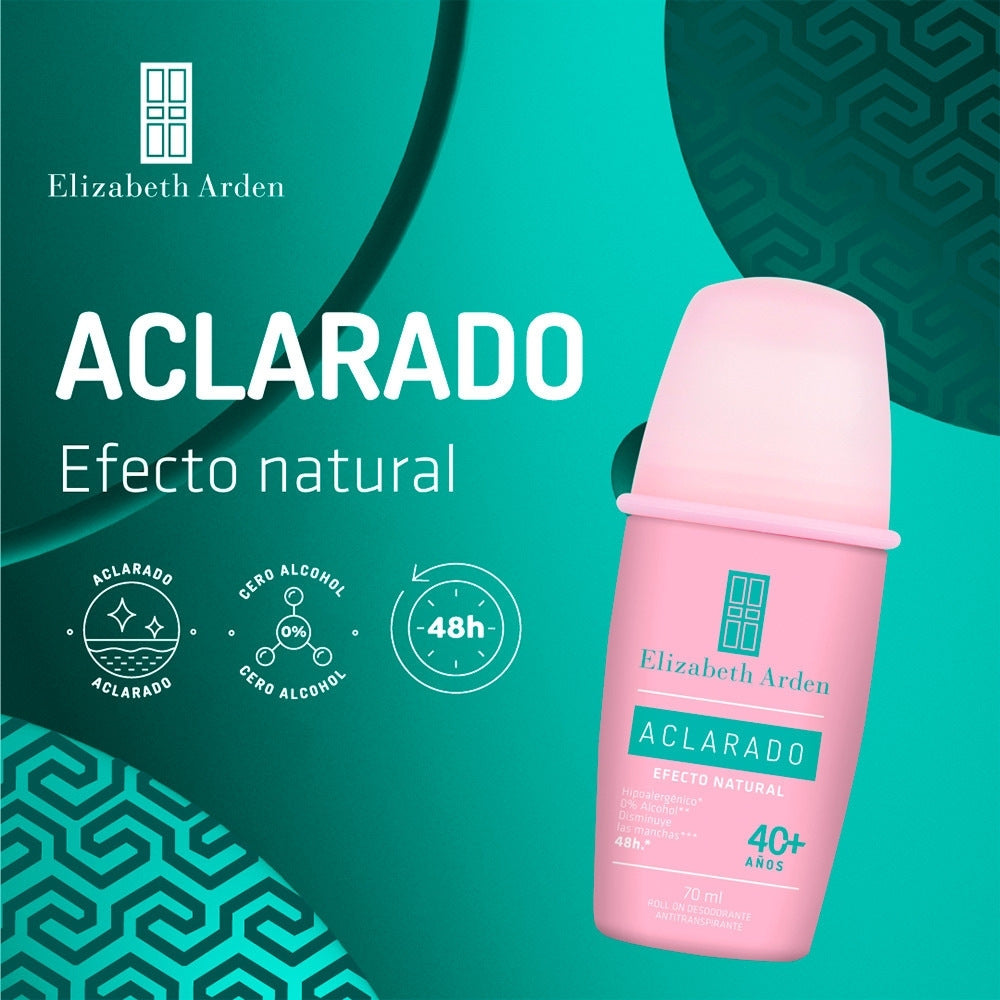 DESODORANTE ELIZABETH ACLARADOR ROLL PROM FRASCO 2 X 50 ML