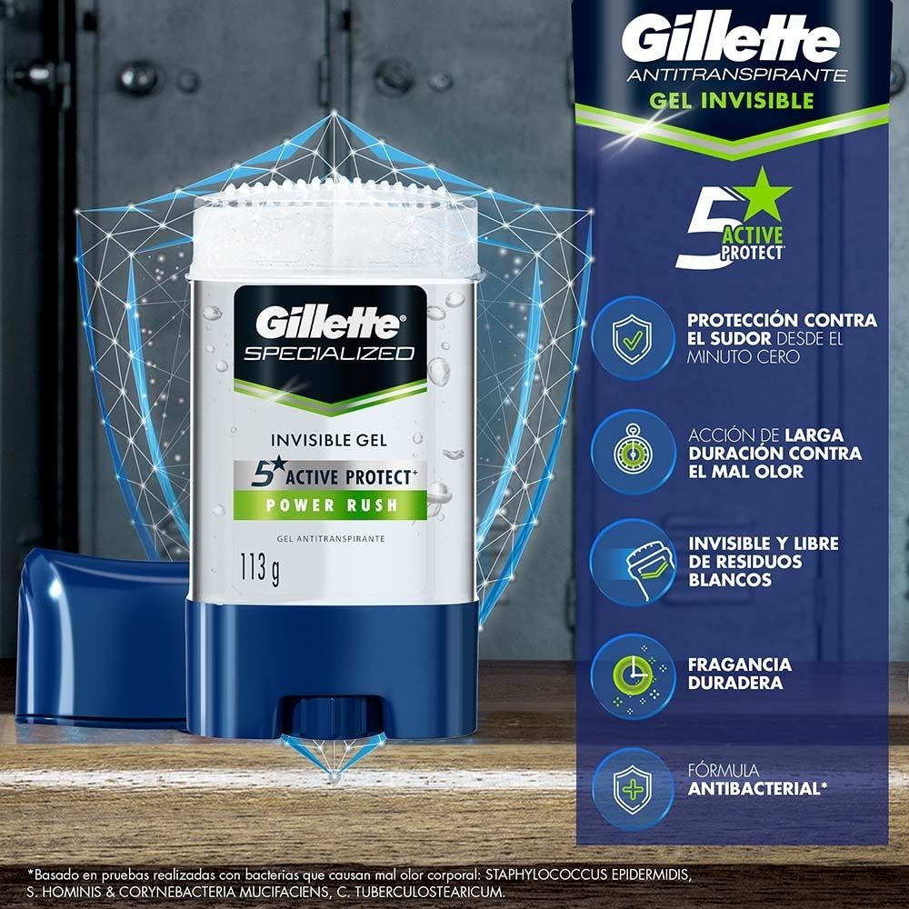 DESODORANTE GEL GILLETTE POWER RUSH BARRA 113 G